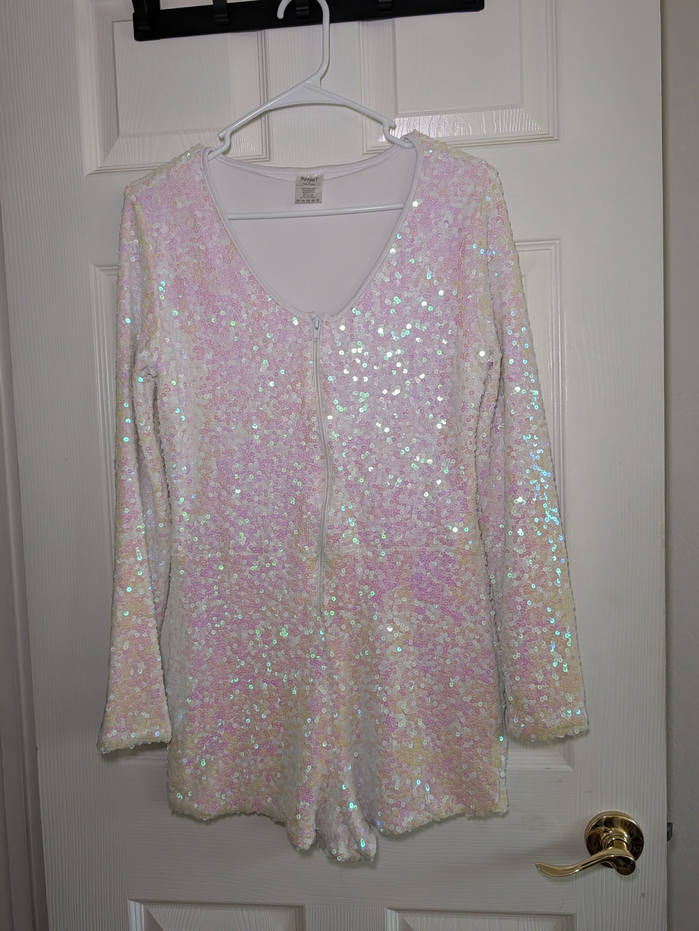 Sequin V-Neck Long Sleeve Women’s Sweater - Pink/Iridescent